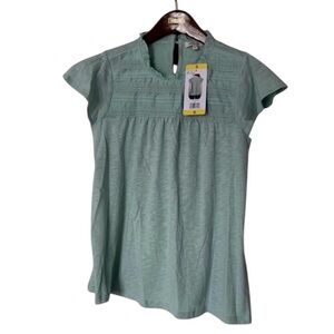 Ella Moss Seafoam Green summer knit top with lace trim, Size S